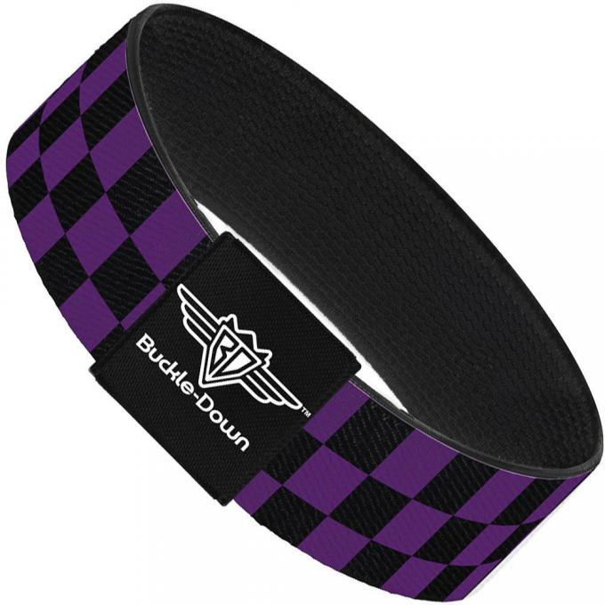 Buckle-Down Elastic Bracelet - Checker Black/Purple