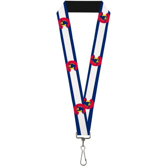 Buckle-Down Lanyard - Colorado Flag/Snowboarder Blue/White/Red/Yellow