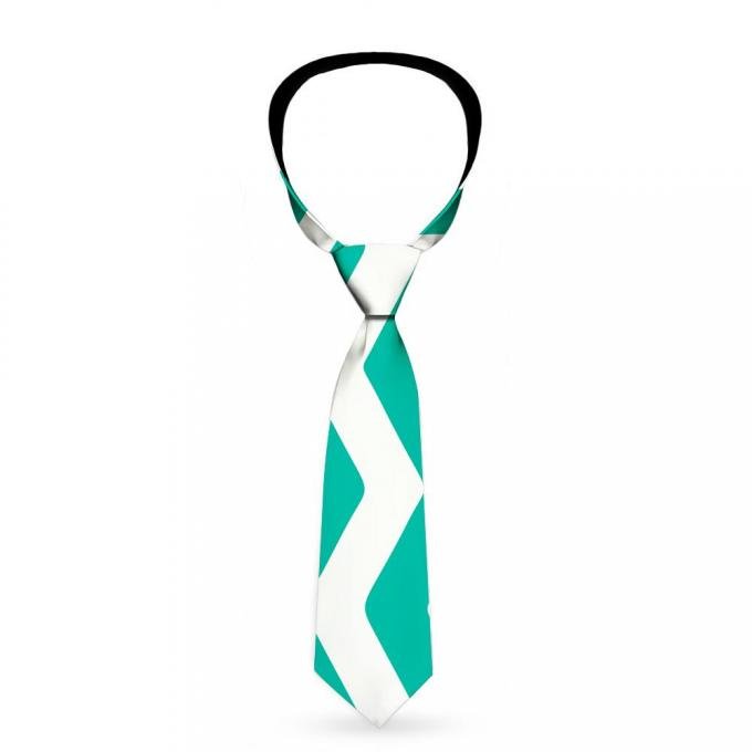 Buckle-Down Necktie - Chevron Stripe White/Teal