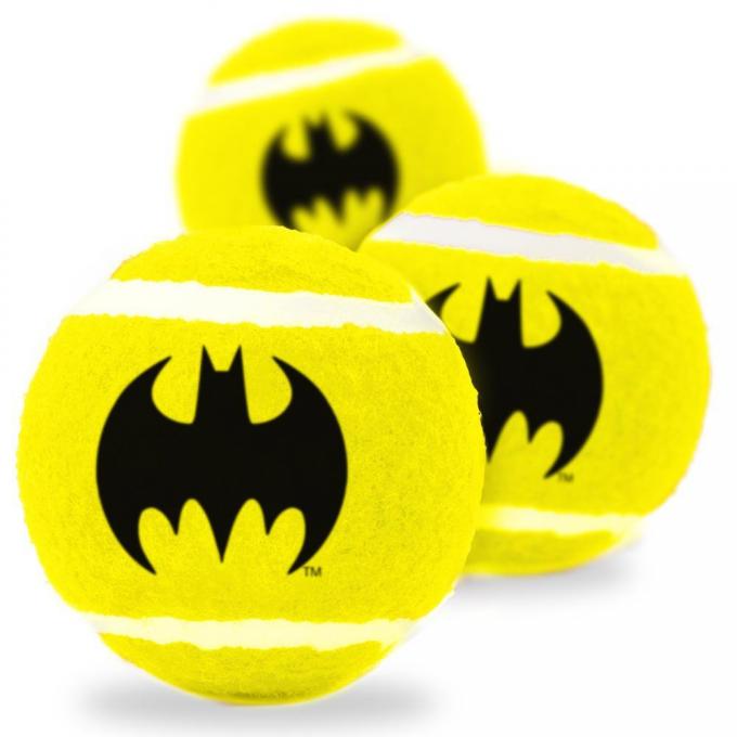 Dog Toy Squeaky Tennis Ball 3-PACK - Batman Bat Icon Yellow/Black