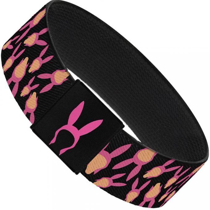 Elastic Bracelet - 1.0" - Louise Pink Rabbit Ear Hat Silhouette Black/Pink