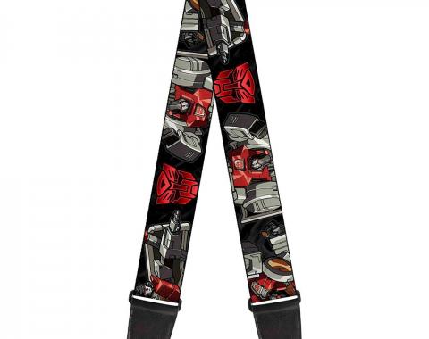 Guitar Strap - Dinobots Group Pose/Autobot Logo Black/Gray/Red Gradient