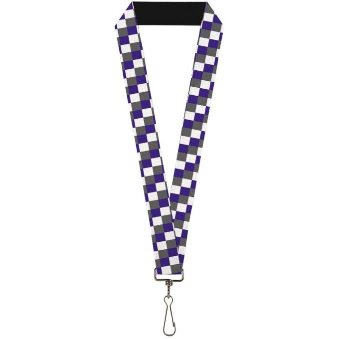 Buckle-Down Lanyard - Checker Gray/Purple/White