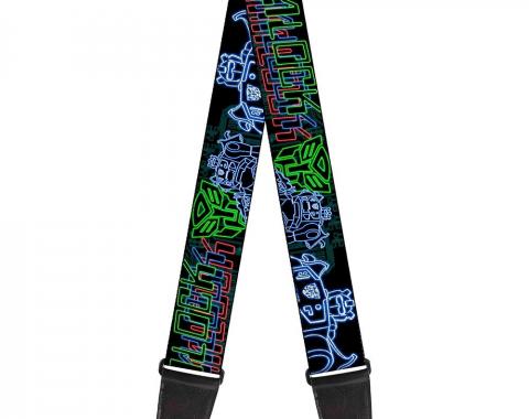 Guitar Strap - Electric GRIMLOCK Poses/Autobots Logo Black/Multi Color