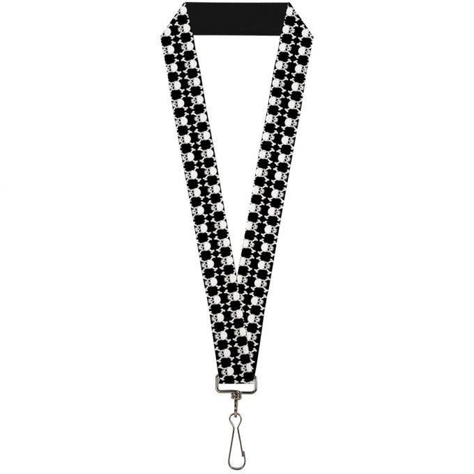 Buckle-Down Lanyard - Top Skulls Black/White