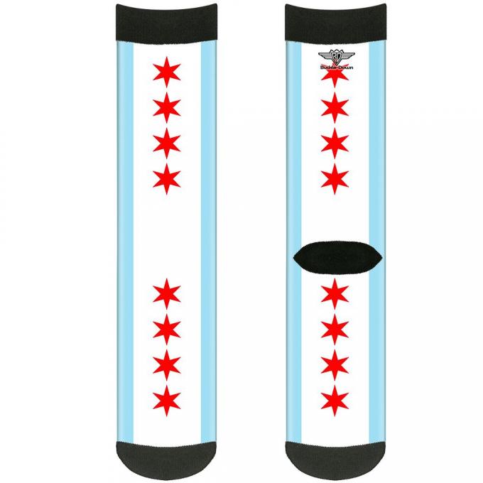 Sock Pair - Polyester - Chicago Flag - CREW
