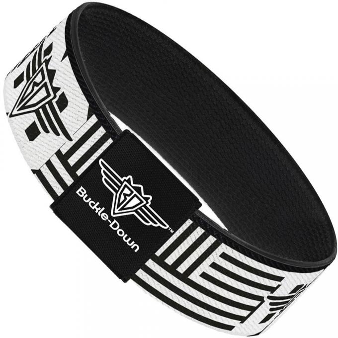 Buckle-Down Elastic Bracelet - BD Logo/American Stripe Flag White/Black