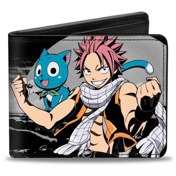 Bi-Fold Wallet - Natsu Dragneel & Happy Pose + FAIRY TAIL/Castle Grays/Black