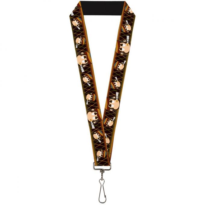 Buckle-Down Lanyard - Multi Smoking Monkey Argyle Brown