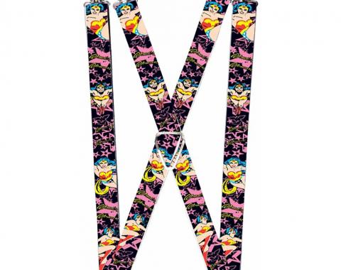 Suspenders - 1.0" - Wonder Woman/Stars Black/Pink