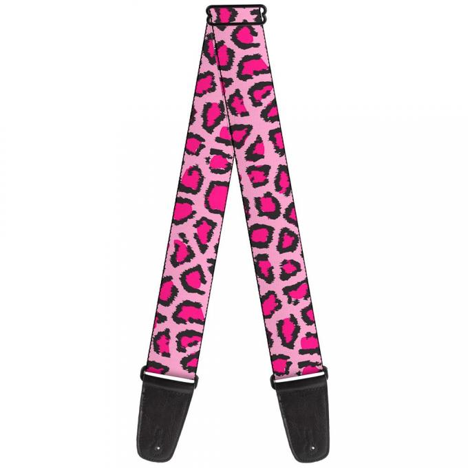 Guitar Strap - Leopard CLOSE-UP Pink