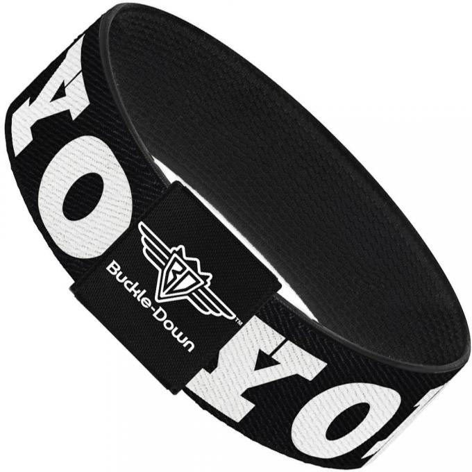 Buckle-Down Elastic Bracelet - YOLO Bold Black/White