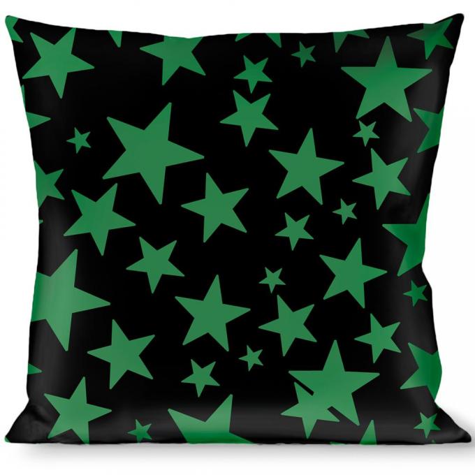 Buckle-Down Throw Pillow - Stars Scattered Black/Green