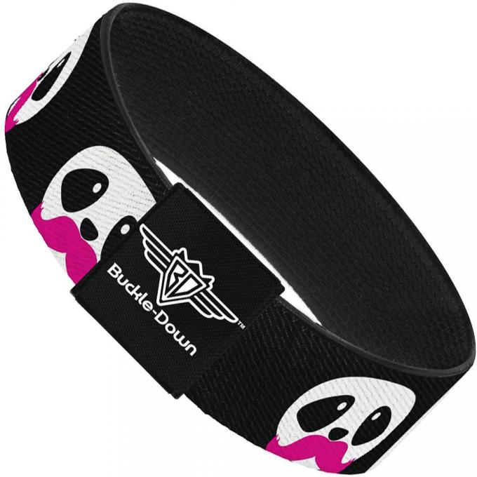 Buckle-Down Elastic Bracelet - Panda Face w/Pink Mustache