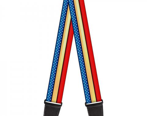 Guitar Strap - Wonder Woman Stripe/Stars Red/Gold/Blue/White