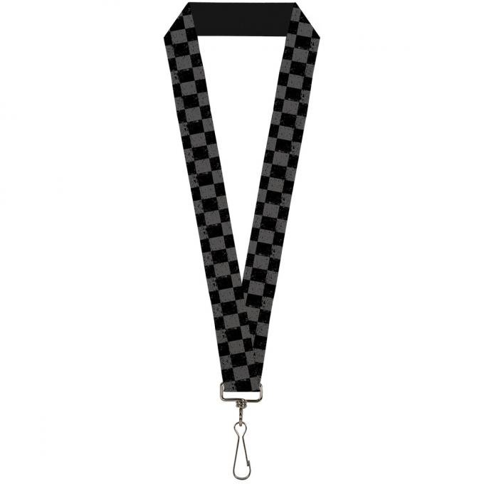 Buckle-Down Lanyard - Checker Weathered2 Black/Gray