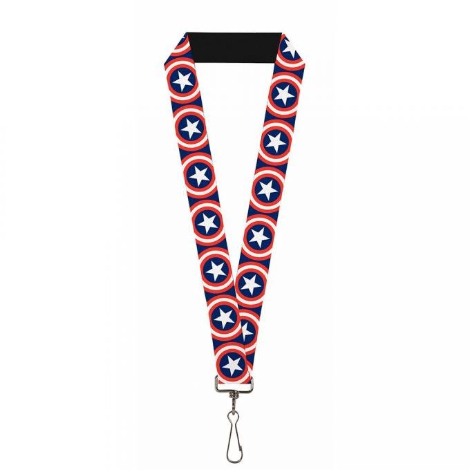 MARVEL UNIVERSE 
Lanyard - 1.0" - Captain America Shield Repeat Navy