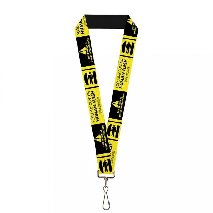 Lanyard - 1.0" - BOB'S BURGERS Warning FOOD MAY CONTAIN HUMAN FLESH Yellow/Black