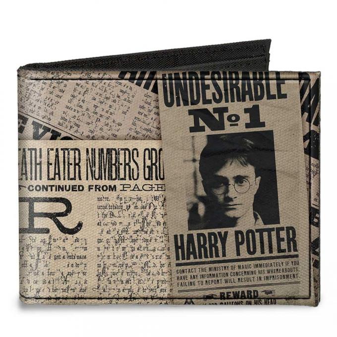 Canvas Bi-Fold Wallet - Harry Potter Newspaper Headlines UNDESIRABLE NO 1