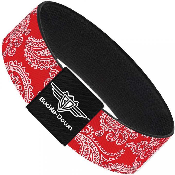 Buckle-Down Elastic Bracelet - Paisley Red/White