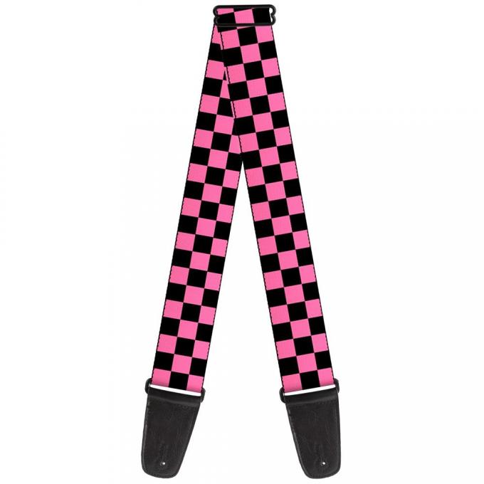 Guitar Strap - Checker Black/Pink