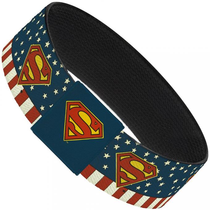 Elastic Bracelet - 1.0" - Superman Shield Americana Red/White/Blue/Yellow