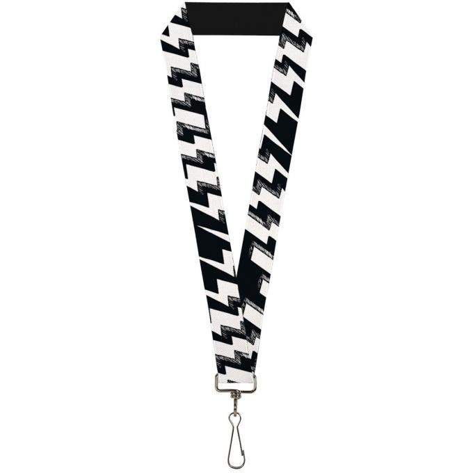 Buckle-Down Lanyard - Lightning Bolts Sketch Black/White