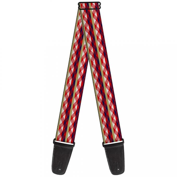 Guitar Strap - Geometric Weave Tan/White/Red/Blue