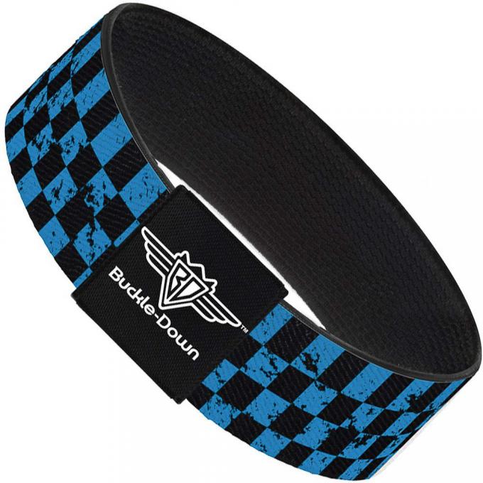 Buckle-Down Elastic Bracelet - Checker Weathered Black/Turquoise