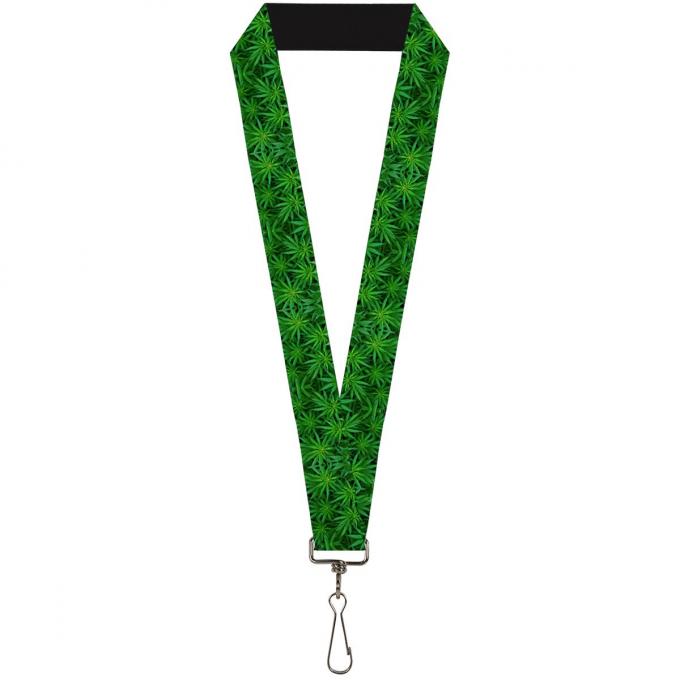 Buckle-Down Lanyard - Vivid Marijuana Leaves Stacked