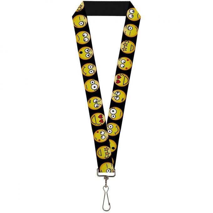 Buckle-Down Lanyard - Emojis 9-Expressions Black