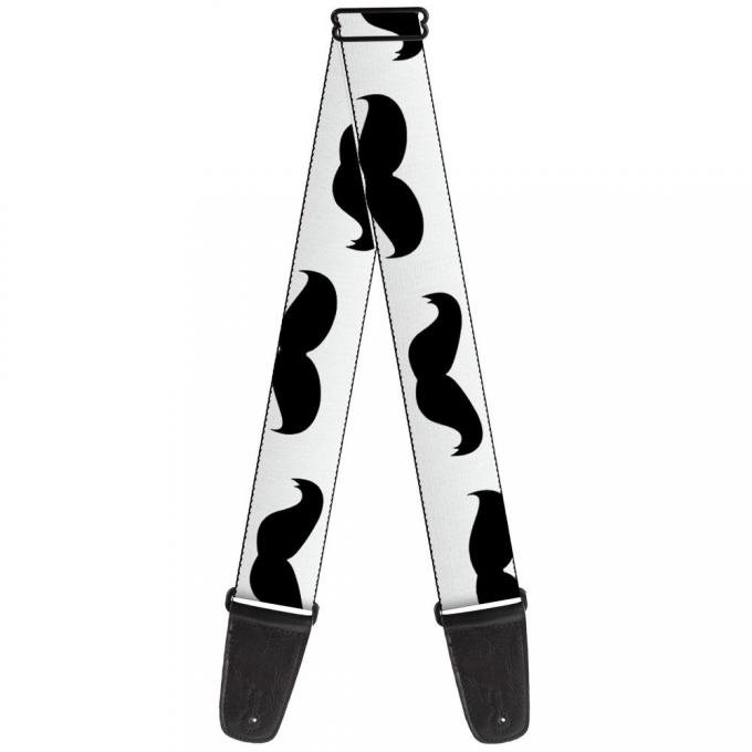 Guitar Strap - Mustaches White/Black