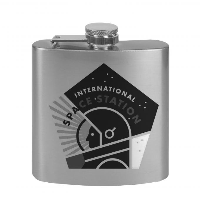 Stainless Steel Flask - 6 OZ - INTERNATIONAL SPACE STATION Pentagon Tonal Grays