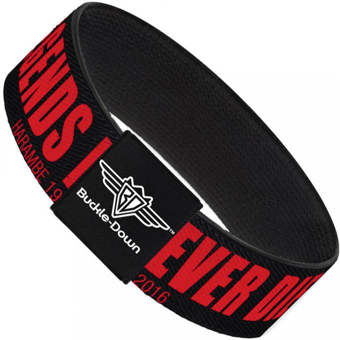 Buckle-Down Elastic Bracelet - LEGENDS NEVER DIE-HARAMBE 1999-2016 Black/Grays/Red