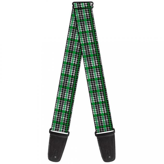 Guitar Strap - Mini Houndstooth Green/Black/Gray