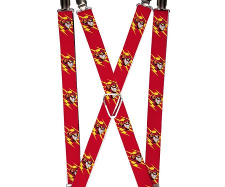 Suspenders - 1.0" - The Flash Face/Bolts Reds/Yellow/Gray
