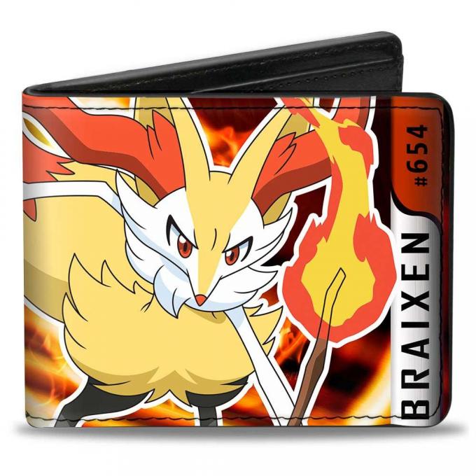 Bi-Fold Wallet - POKEMON #654 BRAIXEN Pose Black/Silver/Dark Oranges