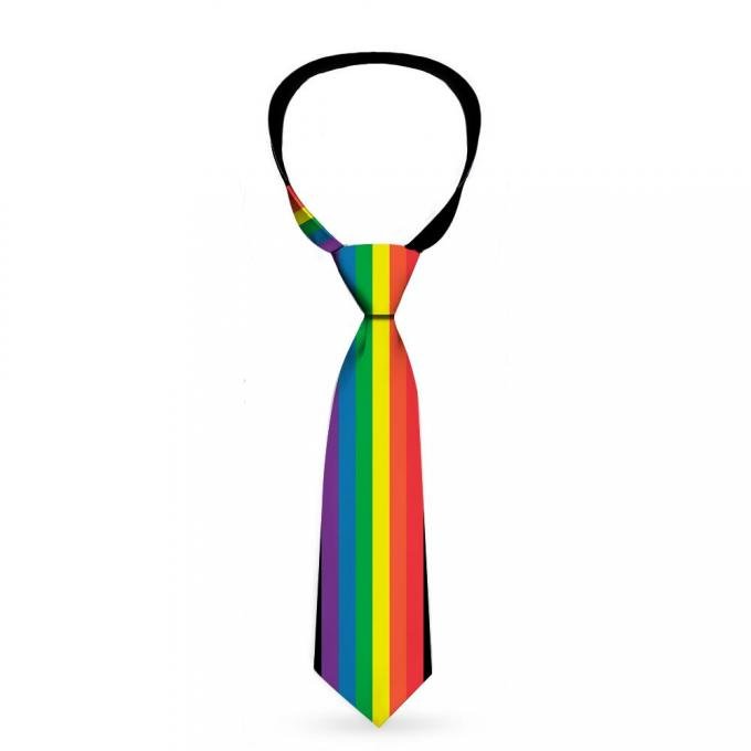 Buckle-Down Necktie - Stripe Black/Rainbow