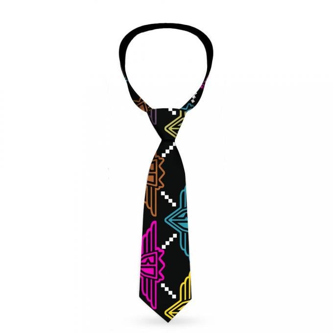 Buckle-Down Necktie - BD Monogram Black/Multi Neon