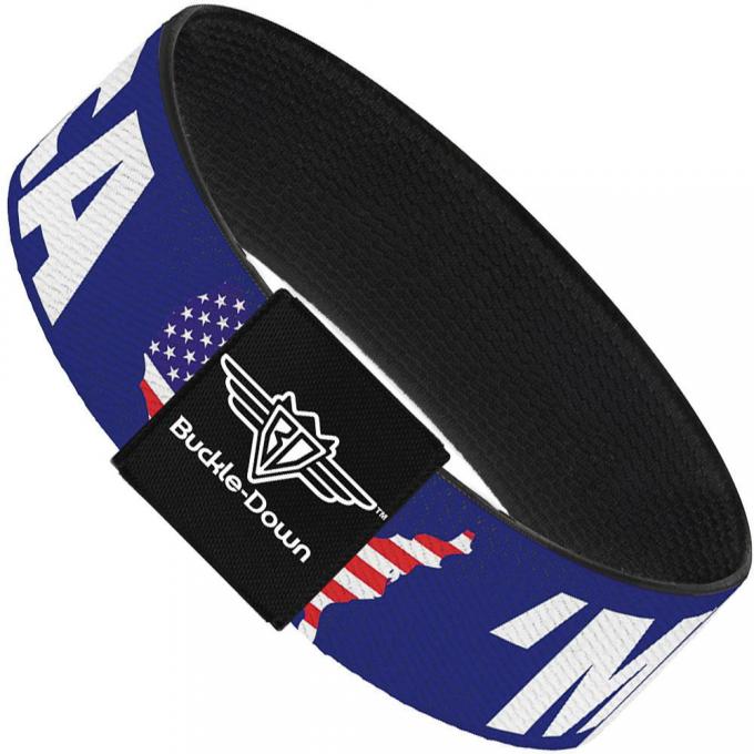 Buckle-Down Elastic Bracelet - MERICA/USA Silhouette Blue/White/US Flag