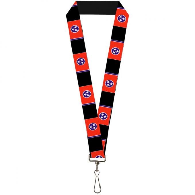Buckle-Down Lanyard - Tennessee Flags/Black