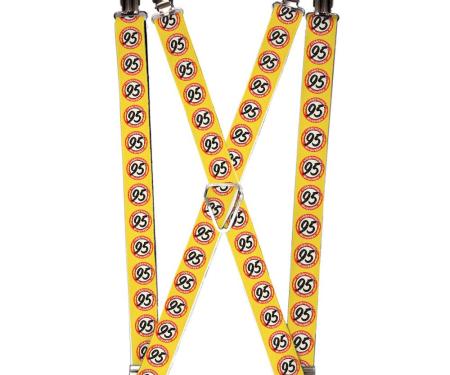 Suspenders - 1.0" - Cars 3 LIGHTNING MCQUEEN 95 Icon Weathered Yellow/Red/White/Black