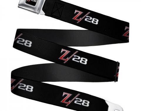 1969 Camaro Z/28 Emblem Full Color Black/Silvers/Red Seatbelt Belt - 1969 Camaro Z/28 Emblem Black/Silvers/Red Webbing