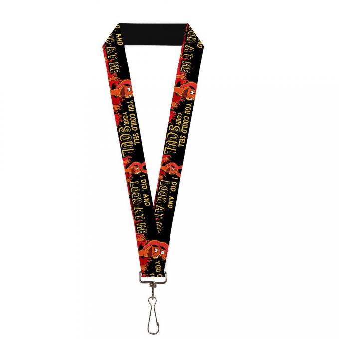 Lanyard - 1.0" - Louise Smiling Pose YOU COULD SELL YOUR SOUL/Flames Black/Reds/Yellow