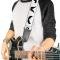 Guitar Strap - Mustaches Straight White/Black