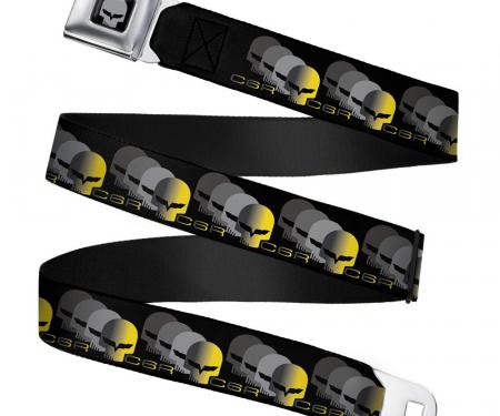 C6R Jake Skull Seatbelt Belt - C6 Racing w/Skull Repeat Black/Yellow/Silver