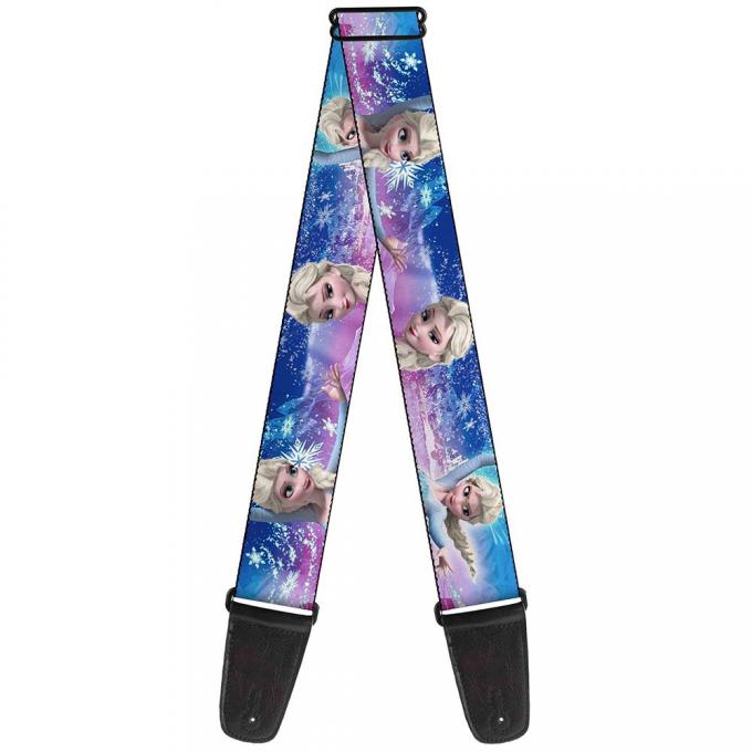 Guitar Strap - Elsa the Snow Queen Poses/Castle & Snowy Mountains Blue-Pink Fade