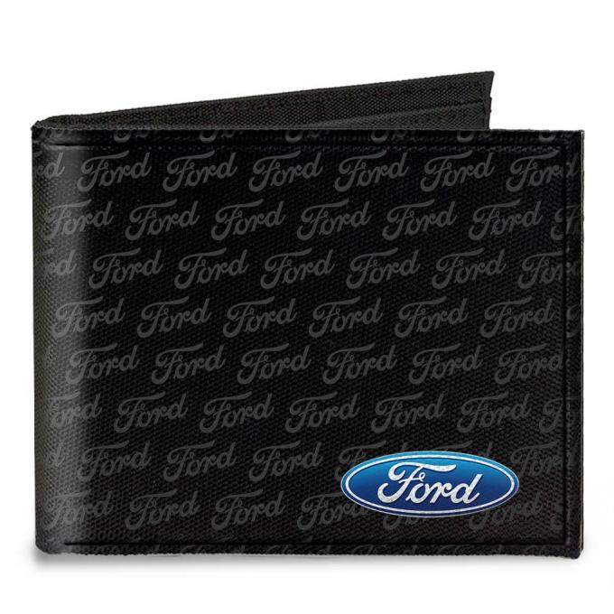 Canvas Bi-Fold Wallet - Ford Oval CORNER w/Text