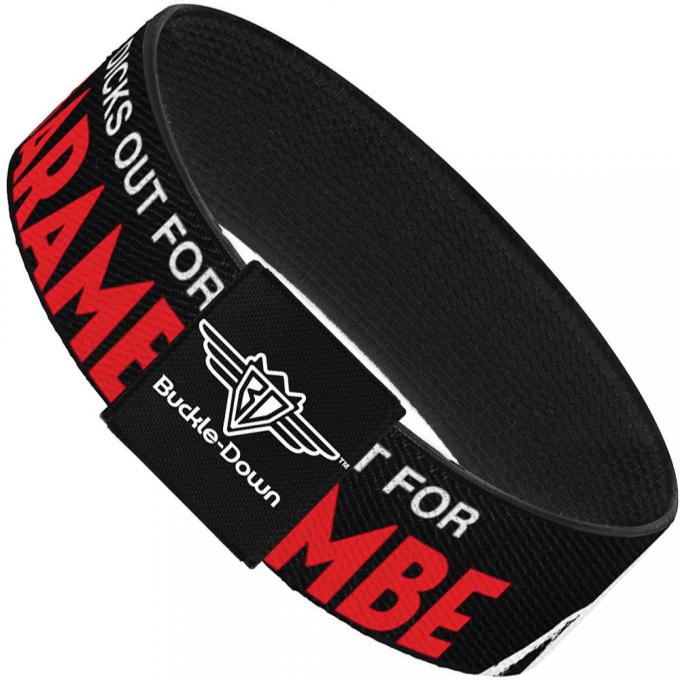 Buckle-Down Elastic Bracelet - Harambe DICKS OUT FOR HARAMBE Black/White/Red
