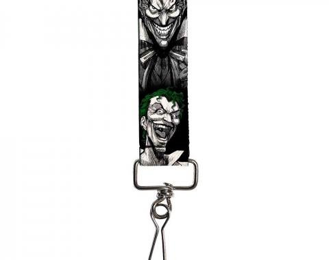 Key Fob - 1.0" - Joker Laughing Poses Black/White/Green